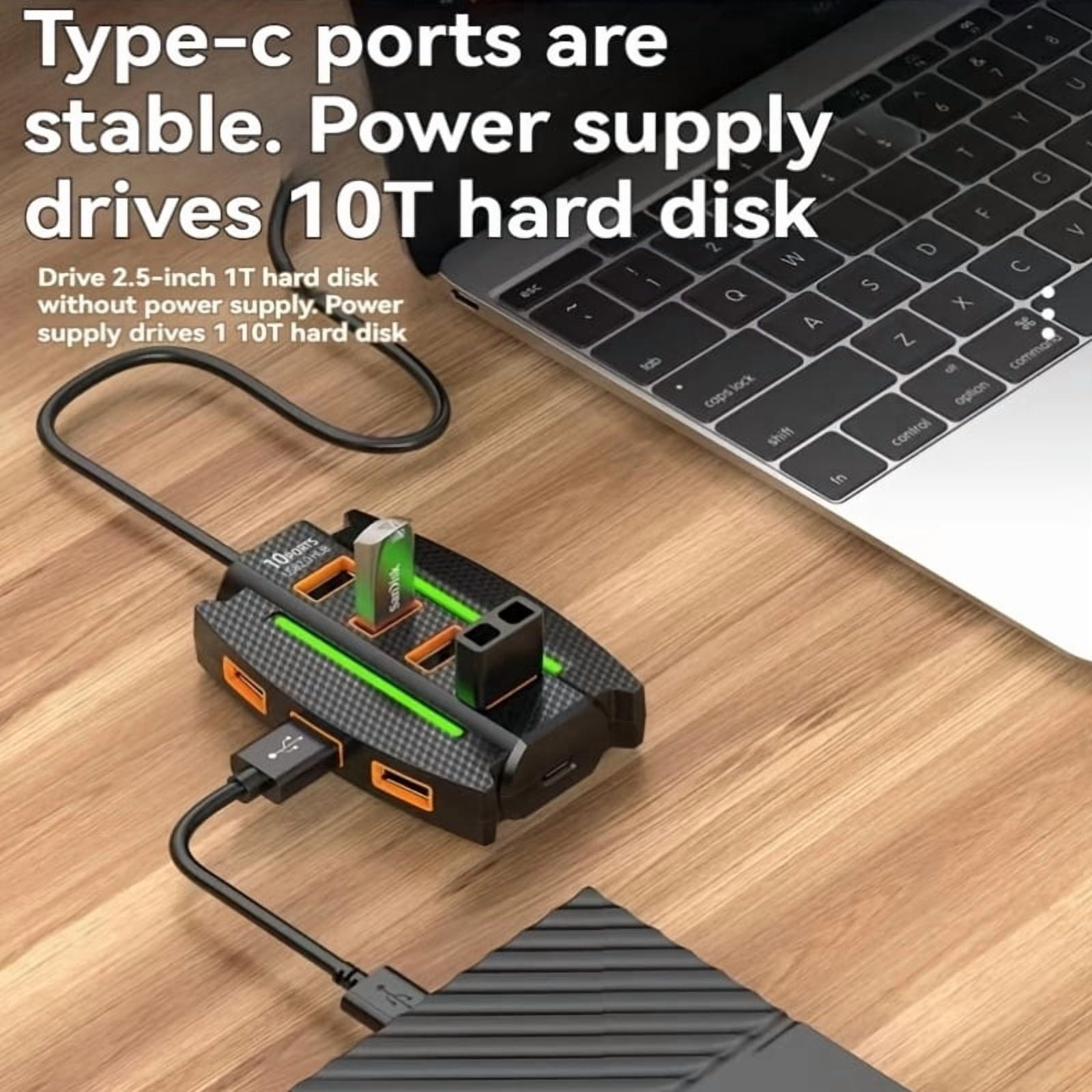 10-Port USB 2.0 Hub with Power Adapter, Multi-Device Charging & Data Expansion for PC, Laptop, Smart Devices | Home Office Use | Durable Modern Design