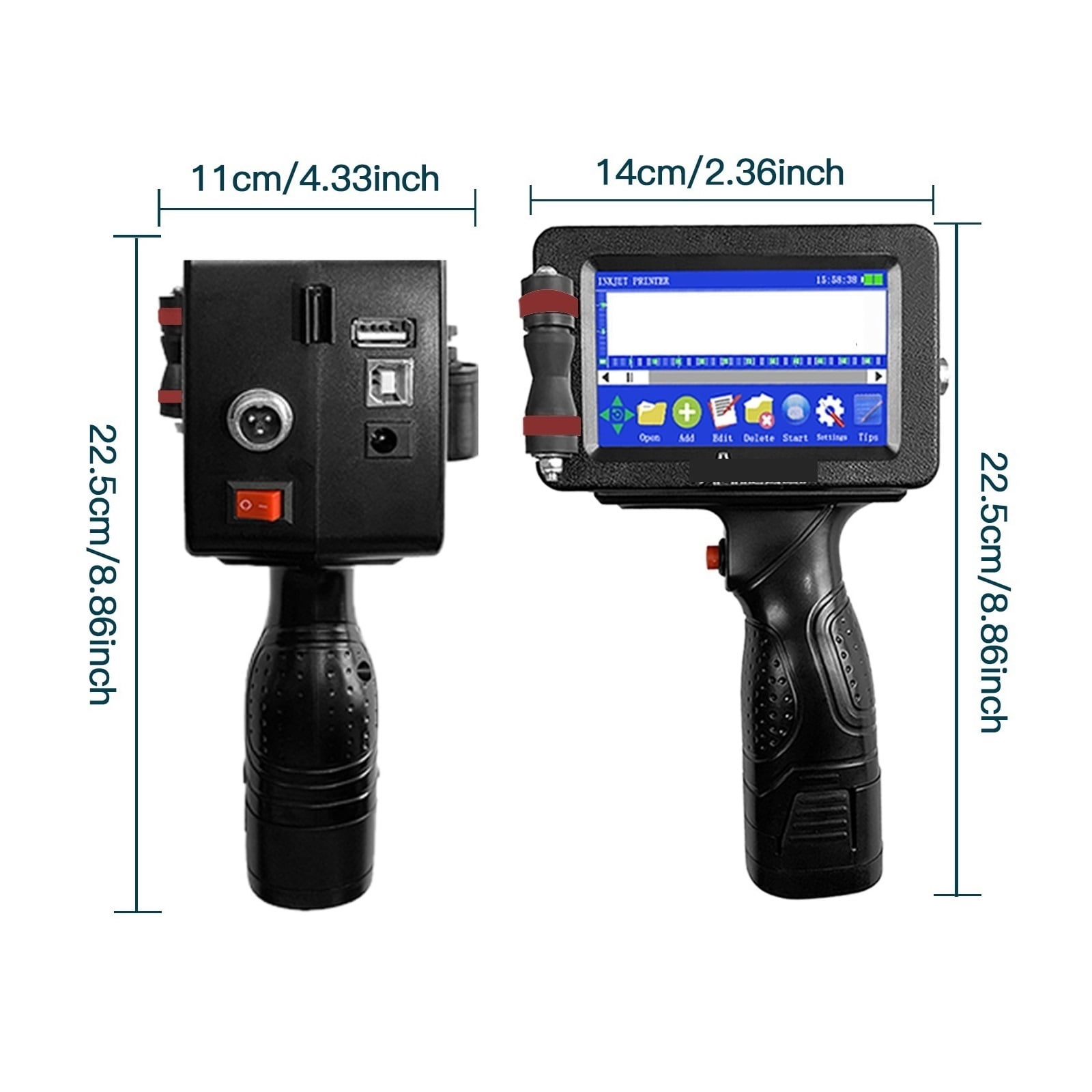 12.7/25.4mm Portable Printer ,Handheld Inkjet Printer,QR Bar Batch Code Date Number Logo Expiry Date ,24 Languages ,Versatile Surface Compatibility