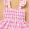 thumbnail image 6 of IBTOM CASTLE Toddler Baby Girls Pink Plaid Ruffle Romper Gingham Dress 1st Birthday Outfit Summer Boho Halloween Cosplay Dress up 18-24 Months Pink Dress, 6 of 8