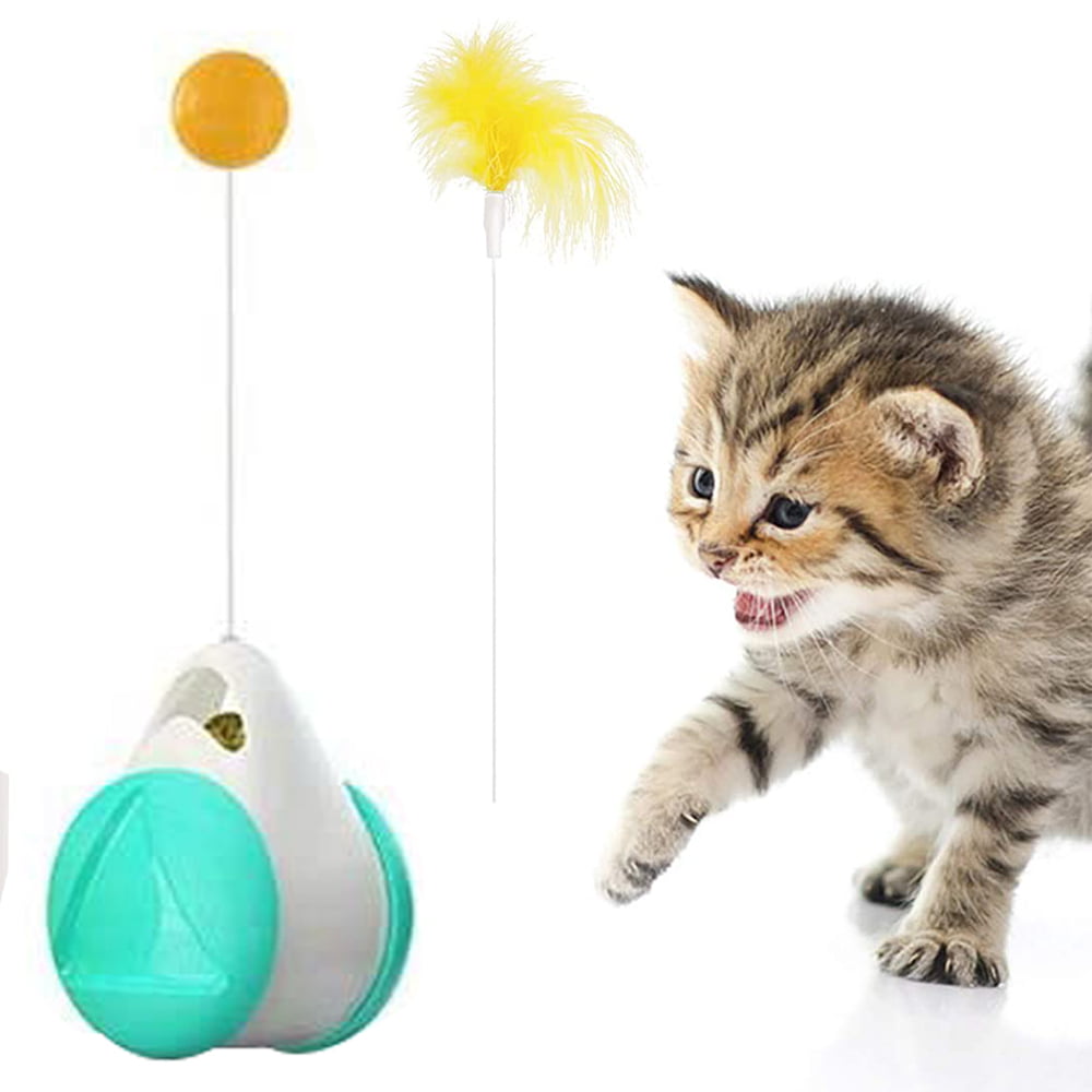 Pet Cat Kitten Mouse Tumbler Ball Toy Feather Chaser Funny Rolling Mice Toy W 