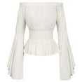 thumbnail image 1 of Women's Elegant Long Sleeve Boho Blouse - Plus Size, Cotton Blend, Gothic Ruffle Design, Suitable for Parties & Cosplay, 1 of 2