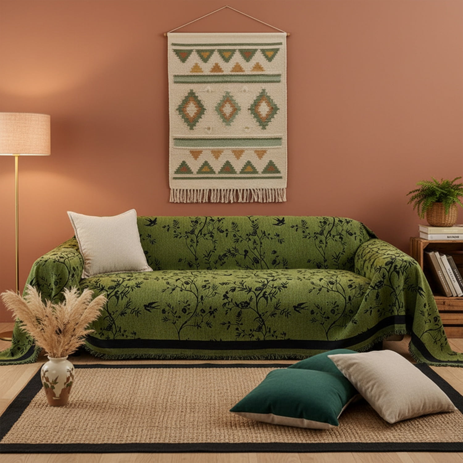 NAYOROOM Vintage Green Couch Cover,Chenille Sofa Cover Slipcover Sofa Towel Furniture Cover（71"x 118"）