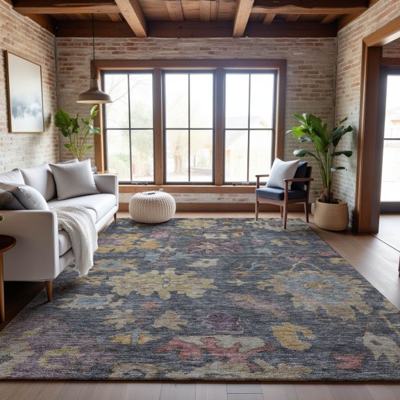 Addison Rugs Mayfield Premium Machine Washable Traditional Global Blue Rectangle Rug, 8' x 10'