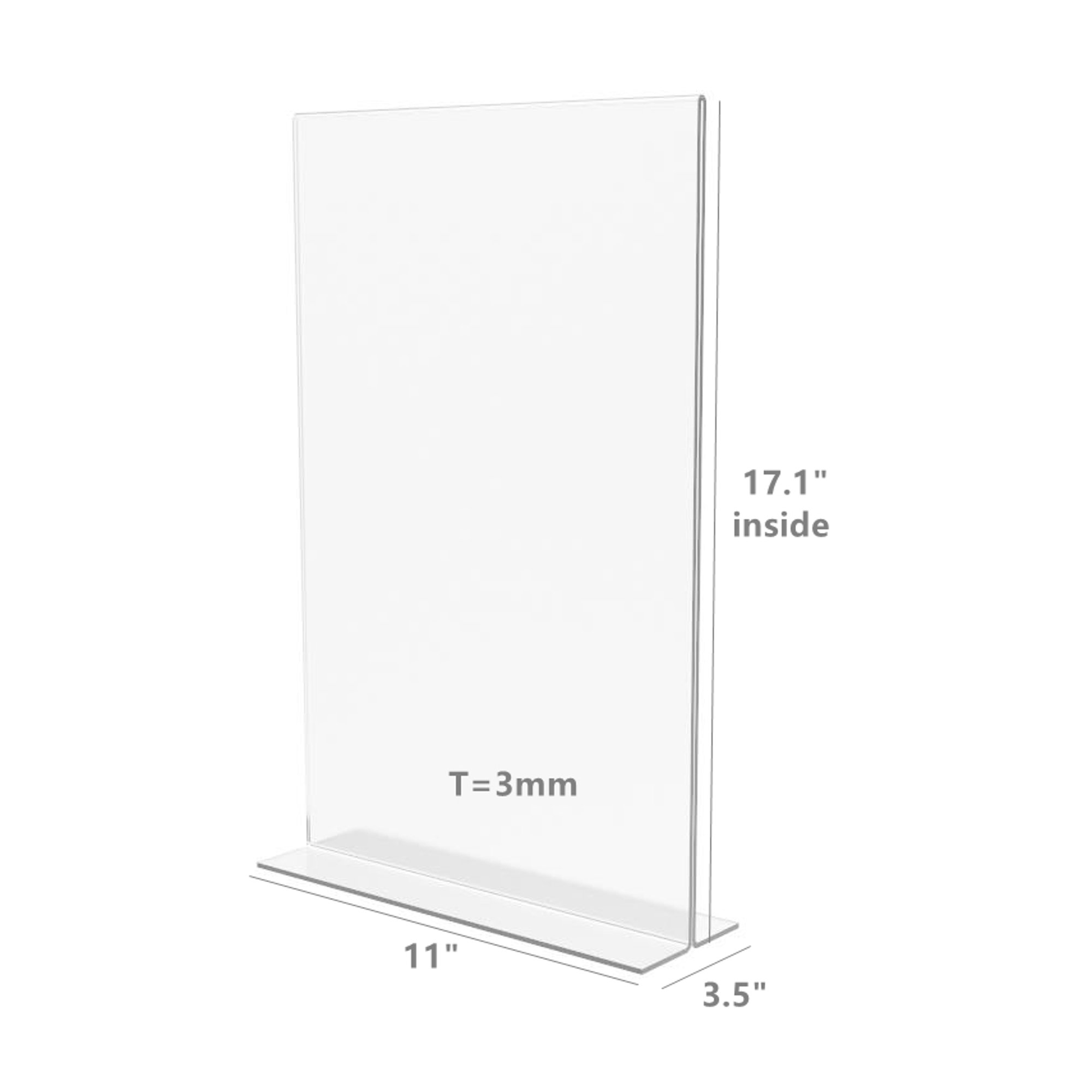 FixtureDisplays? 1PK 17 X 11\" Clear Acrylic Sign Holder For Tabletops, Horizontal Table Tent Frame Photo Sign Menu, Bottom Insert 11193 2 17X11 NF Peel Off Protective Film (White) Before Use