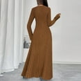 thumbnail image 5 of Women's Sweater Dress Knit Dress V-Neck Long Sleeve Single Breasted Button Elegant Maxi Dress for Spring Fall Casual,Brown,2XL, 5 of 6