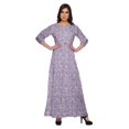 thumbnail image 1 of Moomaya Round Neck 3/4 Sleeve Flair Maxi Dress Printed Casual Summer Clothing, 1 of 3
