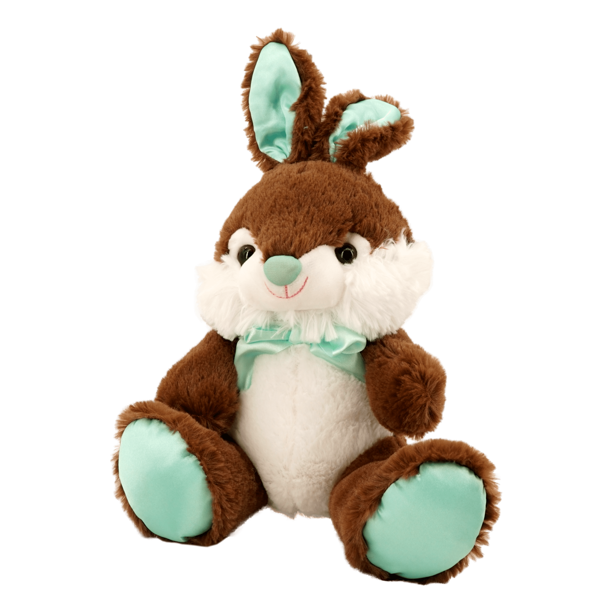 Way To Celebrate Fuzzy Bunny Rabbit With Bow 13" Brown Soft Stuffed Plush Animal 