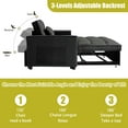 thumbnail image 4 of 3 in 1 Sleeper ,55" Modern Velvet Convertible Pull Out Bed, Loveseat with 2 Toss Pillows and Adjustable Backrest for ,Black, 4 of 8