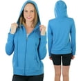 thumbnail image 4 of ToBeInStyle Women's Thin Fabric Long Sleeve Kangaroo Pocket Zip Up Hoodie - Steel Blue - Large, 4 of 7