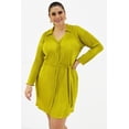 thumbnail image 1 of Vestido de satín plisado Roman Fashion /Tallas Extras, 12248 (Lima) verde lima 42, 1 of 7