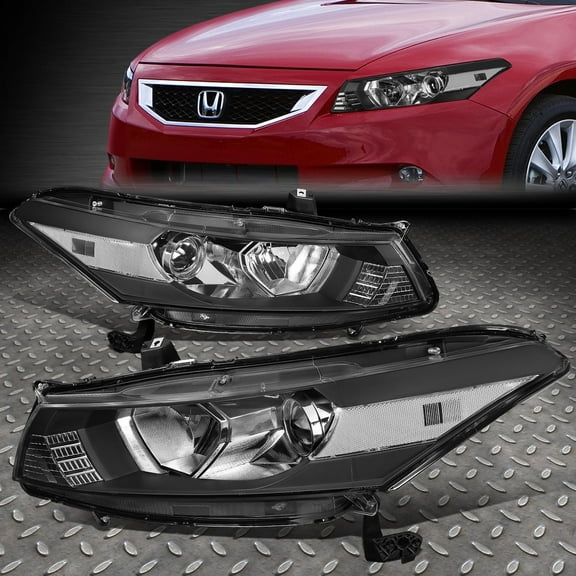 NUVISION for 08-12 Honda Accord Coupe Black Housing Clear Corner Projector Headlight Lamp