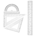 thumbnail image 3 of Protractor and Ruler Set - 4 Piece Geometry Ruler Kit, 8 Inch Straight Ruler with Triangle Rulers and 180 Degree Protractor, Plastic Measuring Tool for Office Engineering Drawing, 3 of 8