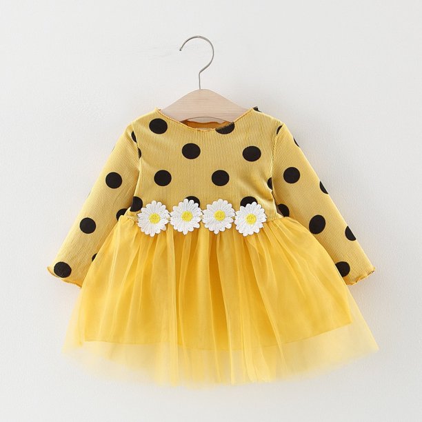 Autumn Baby Dress Long Sleeve Infant Dress Toddler Girls Princess Dresses Polka Dot Daisy Fashion Baby Girls Clothing Walmart Com Walmart Com