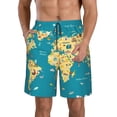 thumbnail image 2 of Uemuo World Map With Landmarks Pattern Men's Swim Trunks Hawaiian Beach Bathing Suit Swimsuits Beach Quick-Dry Shorts with Pockets-3X-Large, 2 of 9
