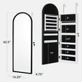 thumbnail image 3 of Best Choice Products Door/Wall Mounted Arch Mirror Jewelry Armoire, w/ Metal Frame, Lockable Door - Black, 3 of 9