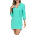 thumbnail image 7 of HDE Women's Terry Cloth Beach Cover Up Tunic Dress with Hood Turquoise - XL, 7 of 7