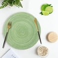 thumbnail image 5 of Xmushyra Round Placemats Set of 6, 15 Inch Braided Woven Table Mats, Washable Heat Resistant Non-Slip Place Mats, Green, 5 of 7