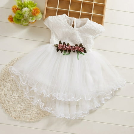 

Tking Fashion Toddler Baby Kids Girls Flowers Floral Tulle Ruched Princess Dresses Clothes White M