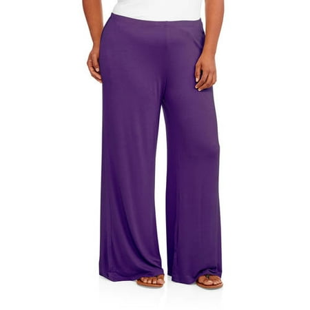 24/7 Comfort Apparel Women's Plus Wide-Leg Palazzo Pants