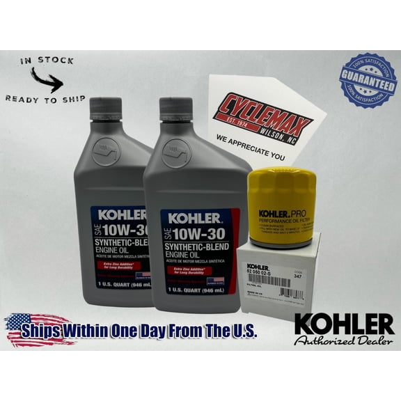 Cyclemax 10W-30 Semi Synthetic Oil Change Kit fits Kohler Lawnmower Engines