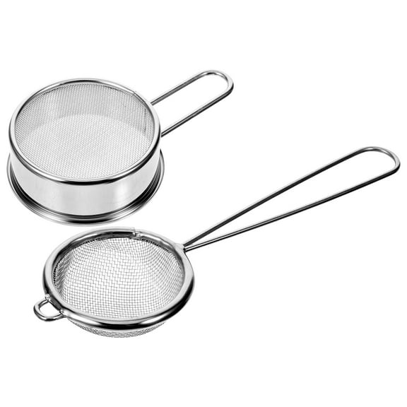 2pcs Household Baking Sieve Round Flour Sifter Stainless Steel Strainer for Kitchen
