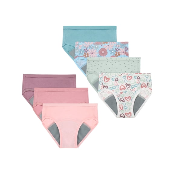 Hanes Girl's Potty Trainer Underwear Briefs, 7-Pack, Light Leak Protection Assorted 2T/3T
