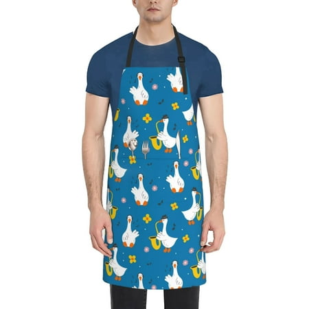 

Lukts Adjustable Apron with 2 Pockets Chef Cooking Kitchen Restaurant Aprons for Women Men-Cartoon Goose