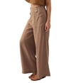 thumbnail image 5 of Bovemsi Women's High Waist Button-Down Wide Leg Linen Pants - Spring/Summer Casual Palazzo Trousers, Yellow, XL, 5 of 9