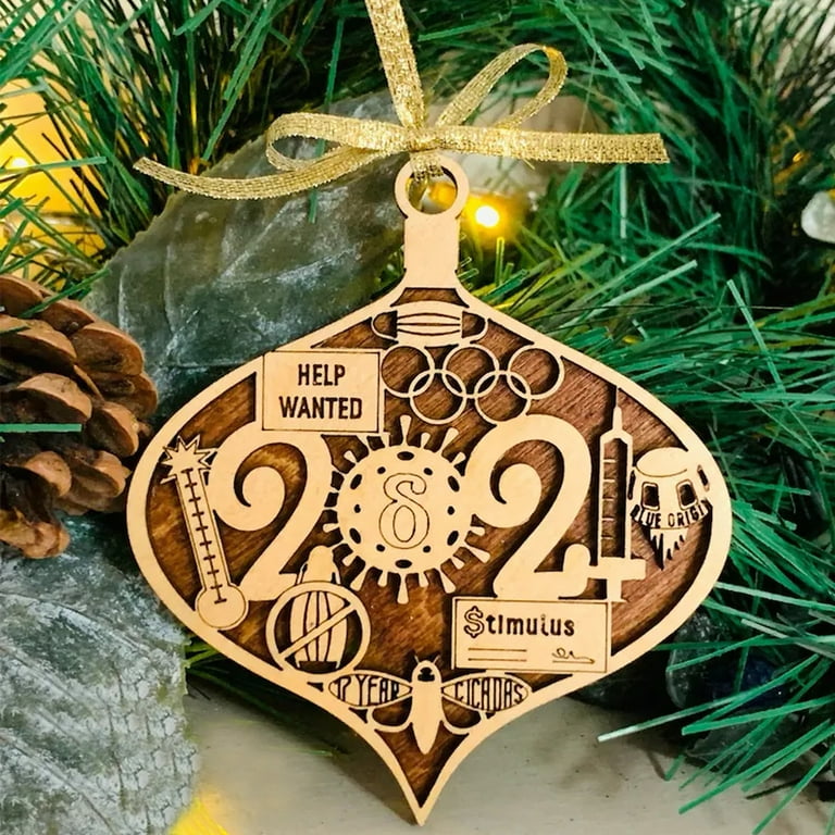 2pcs/5pcs 4.13 Christmas Wooden Ornaments Anti-crack Corrosion Resistant DIY High Hardness Hunging Wooden Slices for Christmas Centerpieces Home Decor