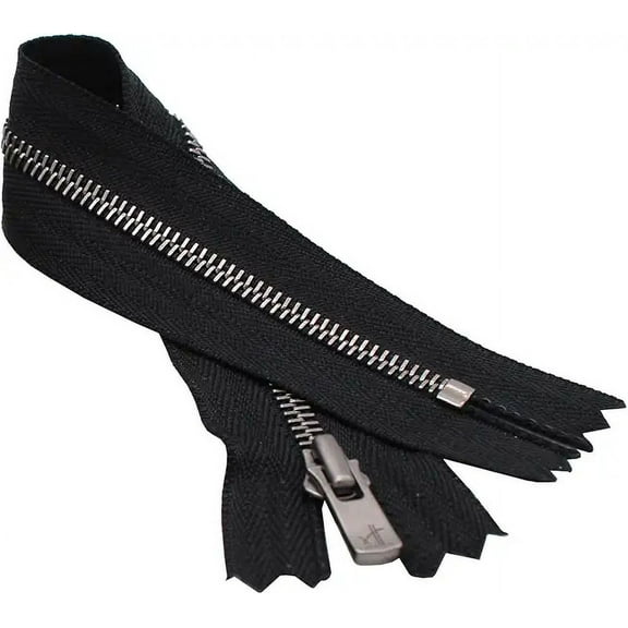 YKK #2 Excella Antique Silver Zipper 9" - Closed Bottom - Black - YKK®