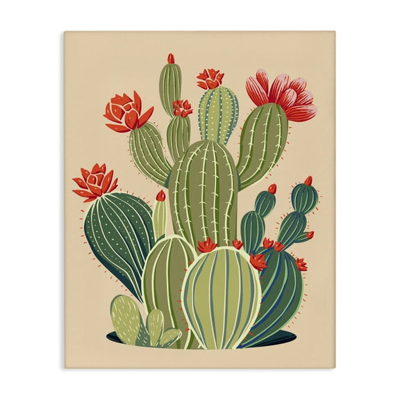 Stupell Industries Contemporary Whimsical Cactus Flower Vegetation Canvas Art, 24 x 30, by Ziwei Li