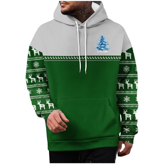 Turilly Hoodies Mens Holiday Christmas Print Pullover Hoodie Long Sleeve Casual Sweatshirt Top