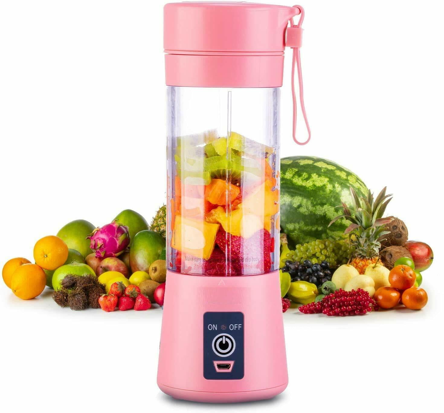 Personal Blender Portable Juicer Cup Maker with 380ml Bottles, 4 Blades and  USB Rechargeable for Shakes and Smoothies - Walmart.com