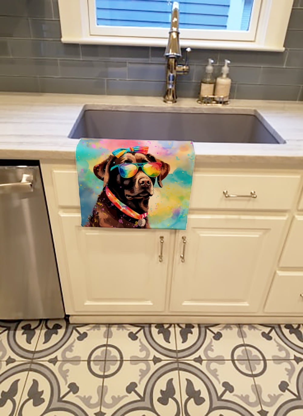 Carolines Treasures DAC2524KTWL 25 x 15 in. Unisex Chocolate Labrador Hippie Dawg 100 Percent Cotton Kitchen Towel