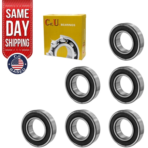 CKU Deep-Groove Ball Bearings 6005-2RS Double 2RS Rubber Sealed Pre-Lubricated Chrome Steel 6-Pack 25x47x12mm