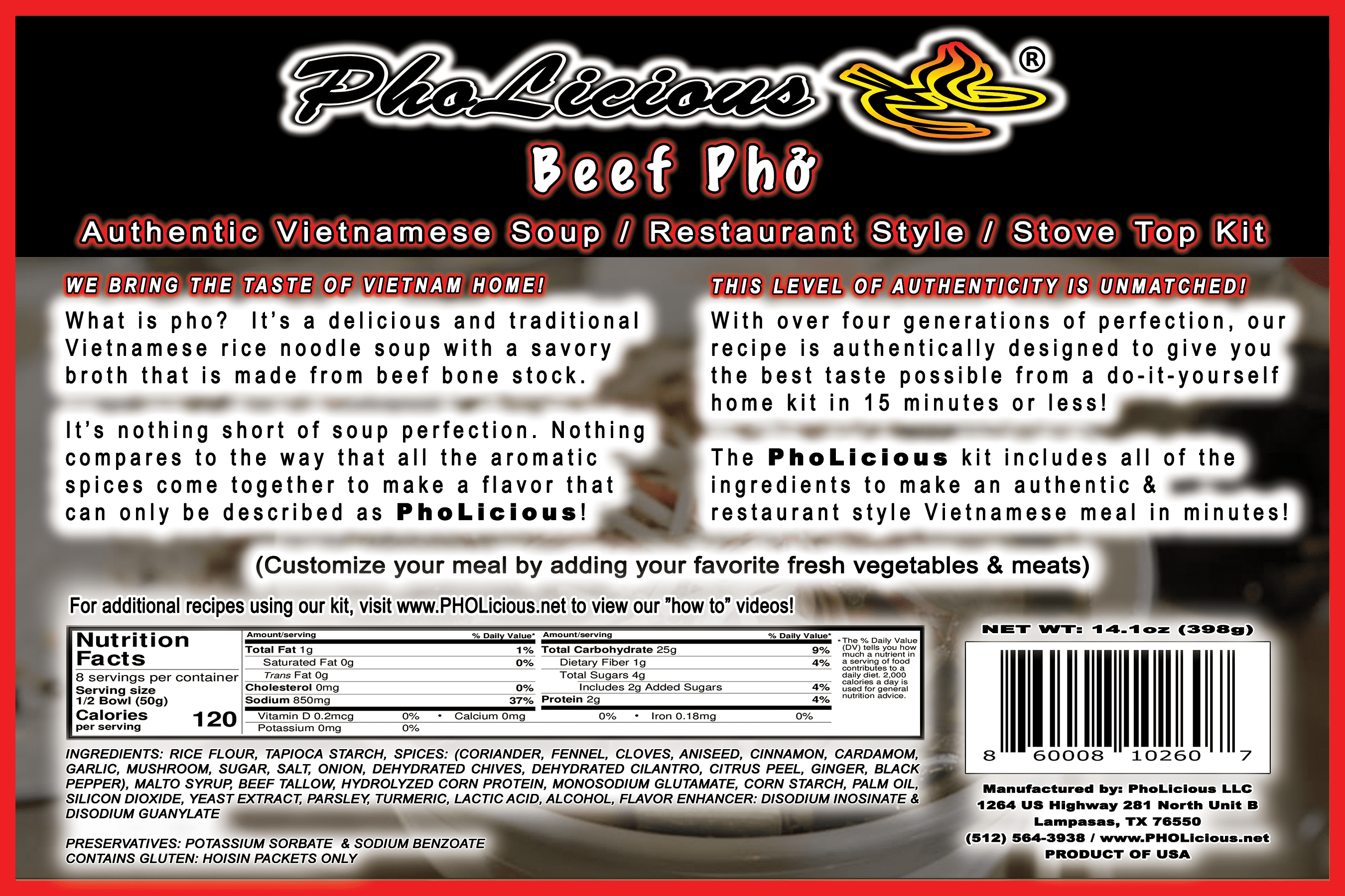 Phở Bo (Beef Pho) Broth Base Cubes - Pack of 4 - PhoLicious Brand