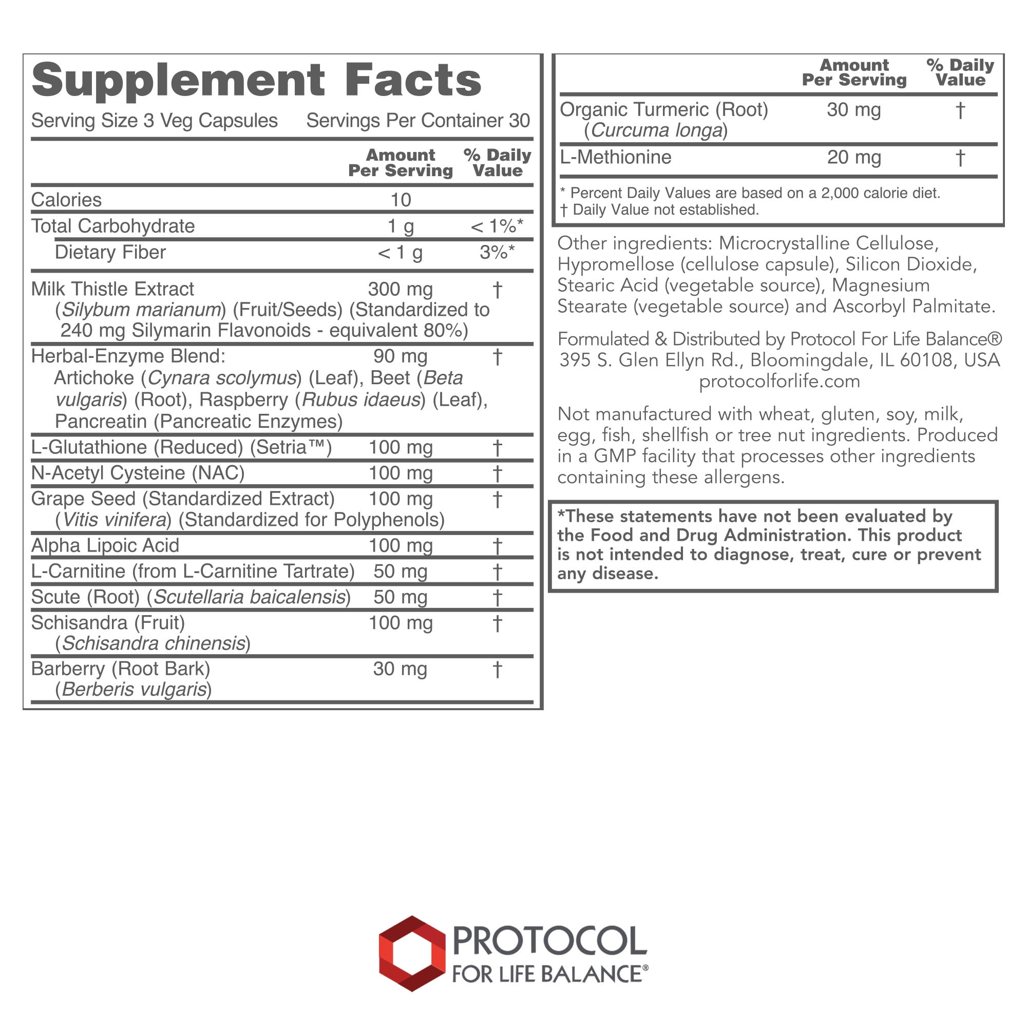 Protocol for Life Balance Liver Detox Support with Milk Thistle Extract - 90 Veg Caps