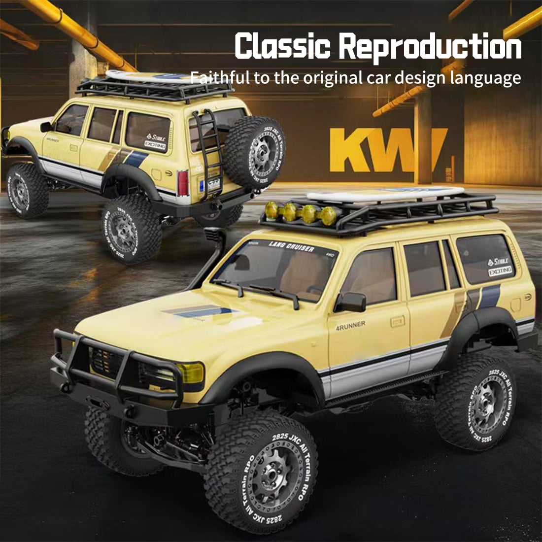 1:12 Scale Land Cruiser RC Car, 2.4GHz Remote Control Climbing Car with Full-Proportional Control System & LED Lights, 4WD Off-Road RC Rock Crawler Model for Adults