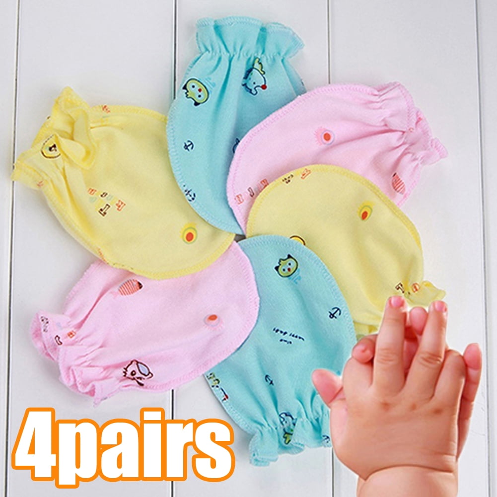 Travelwant 4Pairs Newborn Baby Gloves Infant Gloves Cotton Unisex