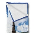 thumbnail image 2 of Balinese Soft Flannel Fleece Blanket, Pura Ulun Danu Building Bali Tropic Flowers Water Plants Tower in Sea Scenery, Cozy Plush for Indoor and Outdoor Use, 70" x 90", Green Pink Blue, by Ambesonne, 2 of 5