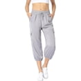thumbnail image 4 of WQD Womens Cargo Capris Travel High Waist Drawstring Workout Pants Button Decor Summer Loose Harem Sweatpants Stylish Soft Casual Work Pants with Pockets, 4 of 6