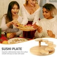 thumbnail image 3 of Beaupretty 1Pc Wood Rotating Sushi Serving Tray Beige Food Display Dish, 3 of 8