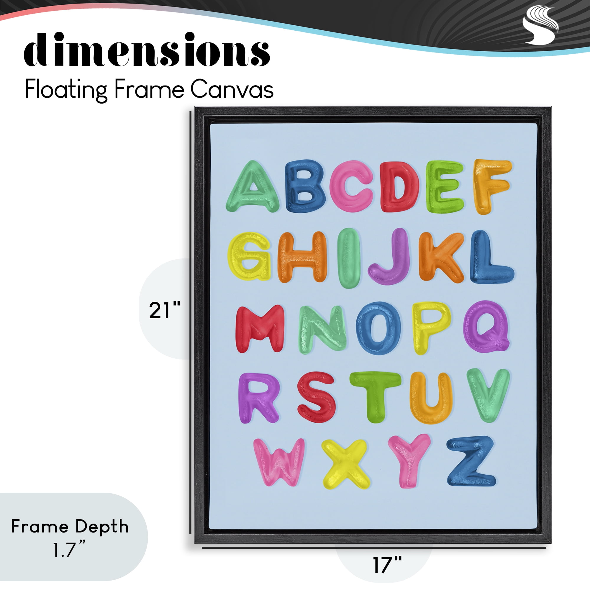 Stupell Industries Gummy Candy Alphabet Black Framed Floater Canvas Wall Art, design by LISH Creative
