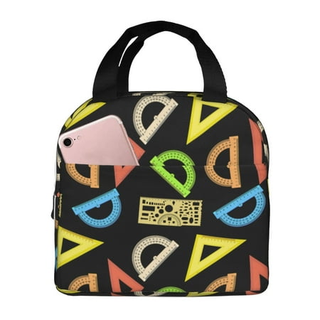 Insulated Lunch Bag for Women Men - Math ruler colorful Print Leakproof Cooler Lunch Box for Women Men  Lunch Tote Bags for Work School Picnic Travel