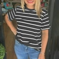 thumbnail image 2 of Posijego Women's Striped Short Sleeve T Shirts Crew Neck Graphic Tee for Women Casual Basic Shirts Summer, 2 of 6