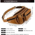 thumbnail image 2 of MARRANT Cangurera de Cuero Genuino para Hombre, Bolsa de Cintura Cruzada de Gran Capacidad con Múltiples Bolsillos con Zíper, Marrón, 2 of 6