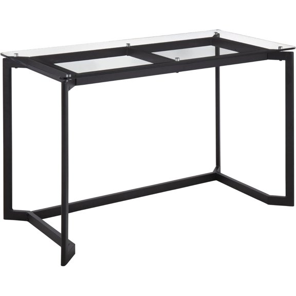LumiSource Masters Glass Desk, Home Office Desk, Computer Desk, Black Desk, Small Desk for Bedroom, Gaming Desk, Mid Century Modern Desk