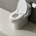 thumbnail image 3 of SHENGXINY Toilet Seat Cover Pads Stretchable Washable, Lovely Foam Warm Washable Non-Slip Universal Toilet Pad White 16.5x16.5in, 3 of 6