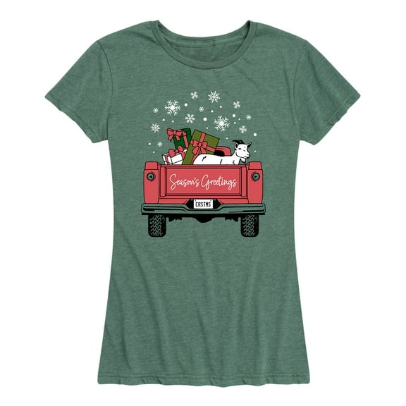 Instant Message - Back Of Farm Christmas Truck - Women's Short Sleeve Graphic T-Shirt