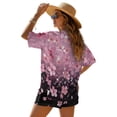 thumbnail image 4 of Xoenoiee Cherry Blossom Print Women 2 Piece Outfits Half Sleeve Blouse and Shorts Sweatsuit Sets Resort Wear for Beach Vacation Party, Size M, 4 of 7